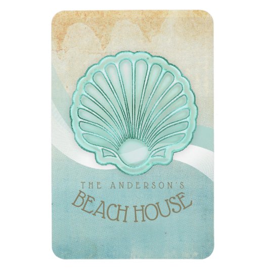 Magnet Flexible Beach House Clam Shell Aqua Blue ID623 (Vertical)
