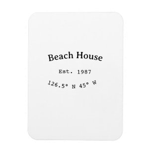 Magnet Flexible Beach house et. Date année coordonnées personnalis