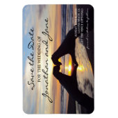 Magnet Flexible Beach Ocean Love Coeur Wedding Enregistrer la date (Vertical)