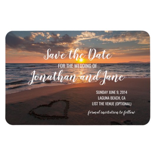 Magnet Flexible Beach Ocean Mariage Heart Deluxe Enregistrer la da (Horizontal)
