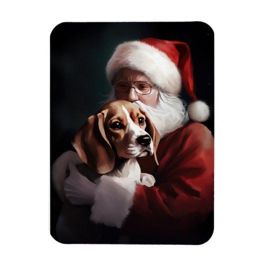 Magnet Flexible Beagle avec le Père Noël Festif Noël (Vertical)