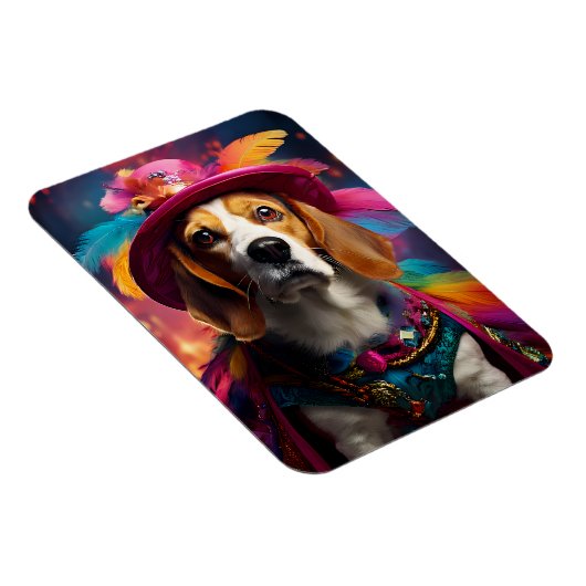 Magnet Flexible Beagle dans un Casquette plumé (Côté Droit)