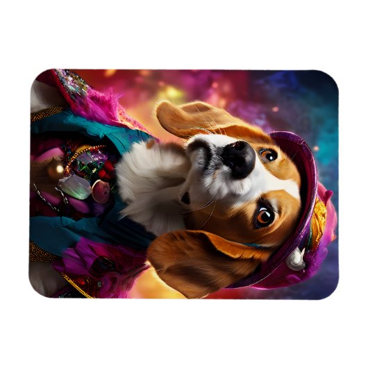 Magnet Flexible Beagle dans un Casquette rose (Horizontal)