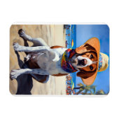 Magnet Flexible Beagle sur la plage, cadeau d'été pour les amoureu (Horizontal)