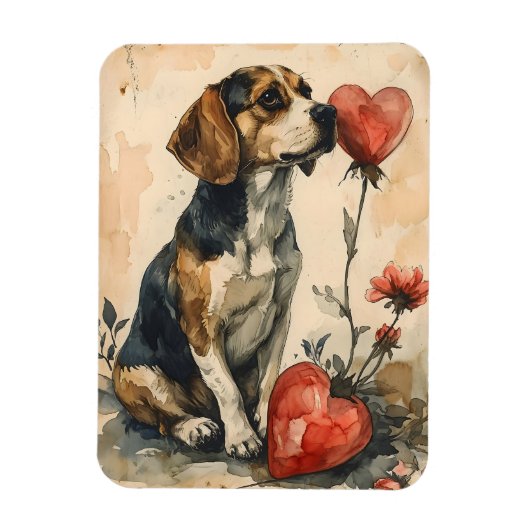 Magnet Flexible Beagle Vintage Saint-Valentin (Vertical)