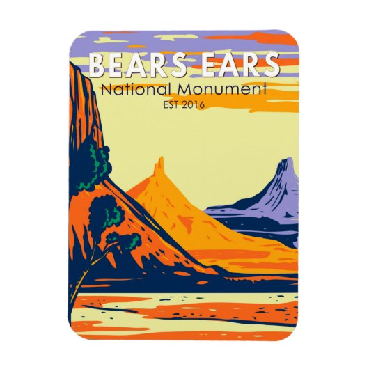 Magnet Flexible Bears Ears National Monument Utah Retro (Vertical)