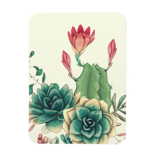 Magnet Flexible Beau Cactus Avec Fleur (Vertical)