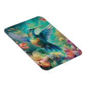 Magnet Flexible Beau colibri entouré de fleurs (Côté Droit)