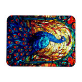Magnet Flexible Beau Peacock Vitrail Art de la faune (Horizontal)