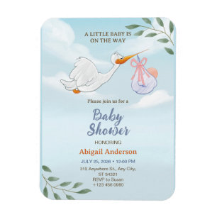 Magnet Flexible Beaux Oiseaux Portant Une Invitation Baby shower