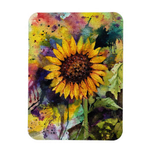 Magnet Flexible Beaux Tournesols En Aquarelle