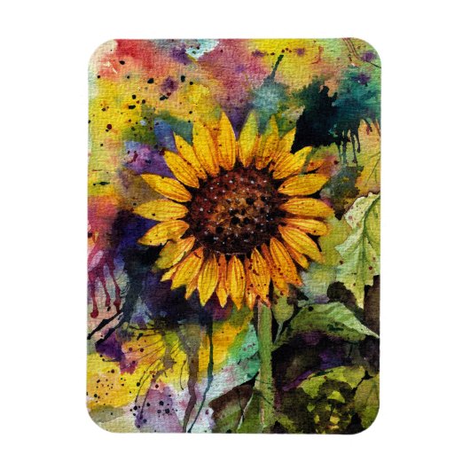 Magnet Flexible Beaux Tournesols En Aquarelle (Vertical)