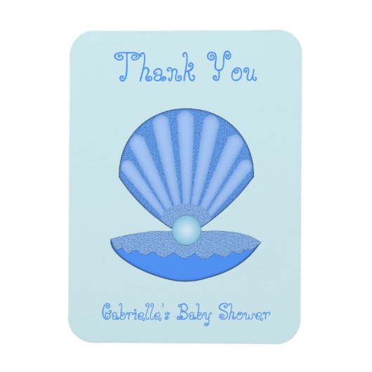 Magnet Flexible Bébé bleu Coquille d'huîtres et Baby shower Pearl (Vertical)