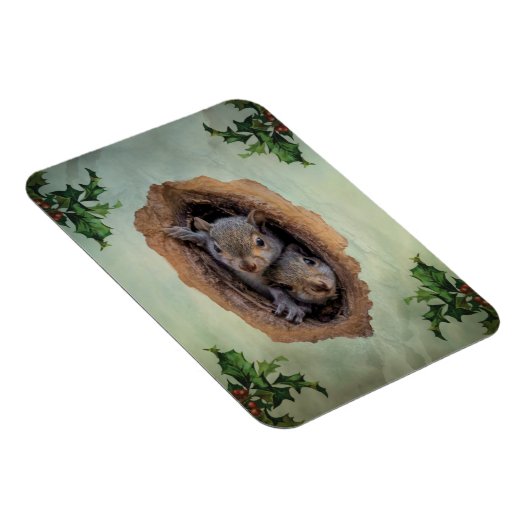 Magnet Flexible Bébé écureuils gris Noël (Côté Droit)