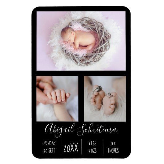 Magnet Flexible Bébé fille Faire-part de naissance flexible aimant (Vertical)