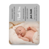 Magnet Flexible Bébé gris garçon Faire-part de naissance photo mag (Vertical)