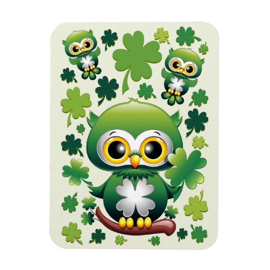 Magnet Flexible Bébé Hibou Mignon St Patrick Dessin Animé (Vertical)