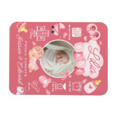Magnet Flexible Bébé mignon Fille Naissance Statistiques Rose Nouv (Horizontal)