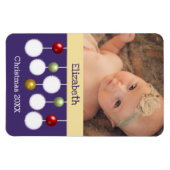 Magnet Flexible Bébé Noël année gardien photo violet (Horizontal)