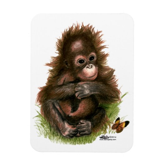 Magnet Flexible Bébé orang-outan et papillon (Vertical)