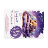 Magnet Flexible Bébé ours dormant violet Galaxy Baby shower fille (Horizontal)
