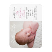 Magnet Flexible Bébé Photo Chic Rose Faire-part de naissance Magne (Vertical)