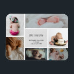 Magnet Flexible Bébé Photo Collage Nom de conservation Date de nai<br><div class="desc">Une belle façon de se souvenir des moments de votre bébé précieux. Capturez les souvenirs de votre nouveau-né pour toujours avec cette photo collage gardienne avec le nom du bébé, la date de naissance, le poids et la longueur. Personnalisez les photos et le texte et faites-le vous-même. Grand cadeau maman,...</div>