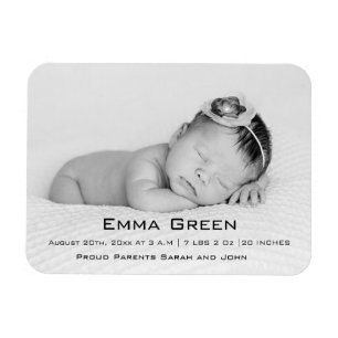Magnet Flexible Bébé Photo Script Birth Name Aimant personnel