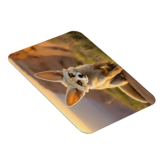 Magnet Flexible Bébé renard Fennec sur la falaise (Côté Droit)