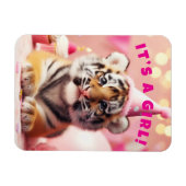 Magnet Flexible Bébé Tigre Mignon Bébé Révélation Fille Rose (Horizontal)