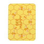 Magnet Flexible Bee Happy miel abeilles sur nid d'abeille jaune (Vertical)