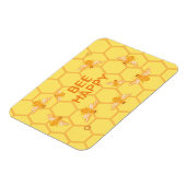 Magnet Flexible Bee Happy miel abeilles sur nid d'abeille jaune (Côté Gauche)