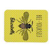 Magnet Flexible BEE Yellow Polkadot design tendance nommé (Horizontal)