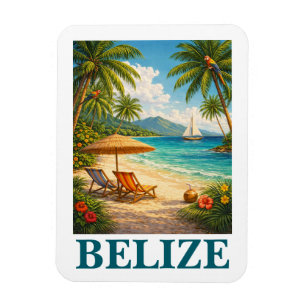 Magnet Flexible Belize Caraïbes Tropical Voyage Vintage