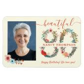 Magnet Flexible Belle à 80 Anniversaire Poster du numéro floral (Horizontal)