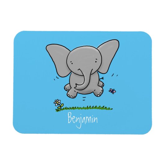 Magnet Flexible Belle adorable dessin d'éléphant bébé (Horizontal)