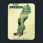 Magnet Flexible Belle affiche de voyage suédoise<br><div class="desc">Belle affiche de voyage en bateau Suède Rowing.</div>