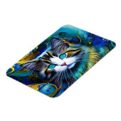 Magnet Flexible Belle Chat Mystique en Blues et Golds (Côté Gauche)