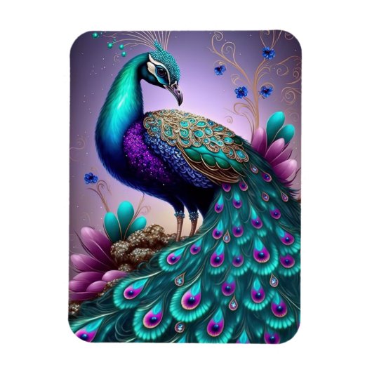 Magnet Flexible Belle couleur Peacock Paon Bird faune (Vertical)