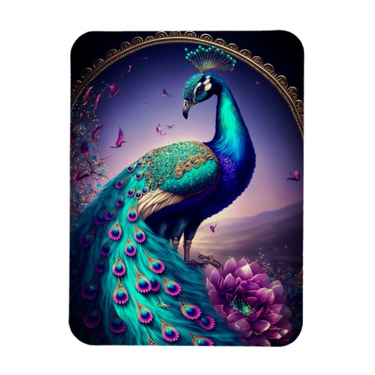 Magnet Flexible Belle couleur Peacock Paon Bird faune (Vertical)