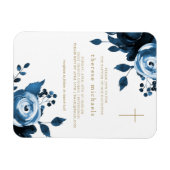 Magnet Flexible Belle Croix Bleue Florale Baptême (Horizontal)