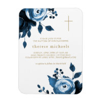 Belle Croix Bleue Florale Baptême