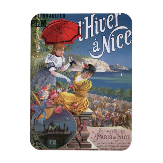 Magnet Flexible Belle Epoque Nice Voyage hiver Poster (Vertical)