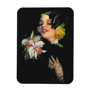 Magnet Flexible belle femme aux orchidées