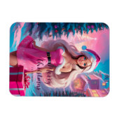 Magnet Flexible Belle fille de Noël rose 01 (Horizontal)