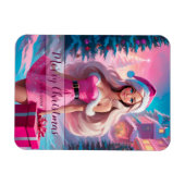 Magnet Flexible Belle fille de Noël rose 01 (Horizontal)