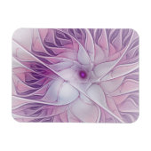 Magnet Flexible Belle Fleur Rose Moderne Art Fractal Abstrait (Horizontal)