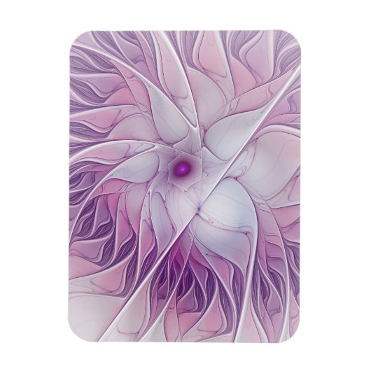 Magnet Flexible Belle Fleur Rose Moderne Art Fractal Abstrait (Vertical)