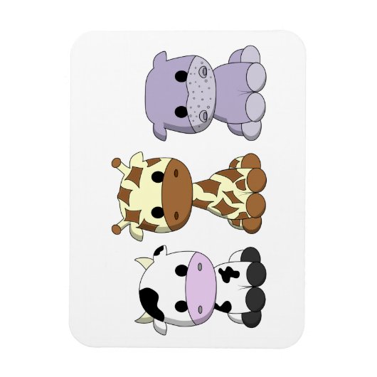 Magnet Flexible Belle girafe de vache en hippo dessin animé (Vertical)