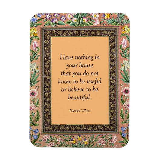 Magnet Flexible Belle ou utile, citations de William Morris, (Vertical)